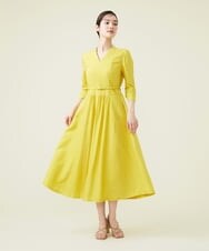 GBEGS11500 Sybilla(シビラ) リネンレーヨンベルト付きドレス イエロー