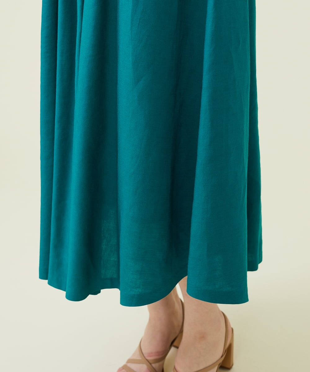 GBEGS11500 Sybilla(シビラ) リネンレーヨンベルト付きドレス ブルーグリーン