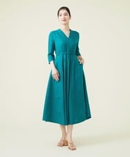 GBEGS11500 Sybilla(シビラ) リネンレーヨンベルト付きドレス ブルーグリーン