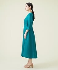 GBEGS11500 Sybilla(シビラ) リネンレーヨンベルト付きドレス ブルーグリーン