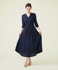 GBEGS11500 Sybilla(シビラ) リネンレーヨンベルト付きドレス ネイビー