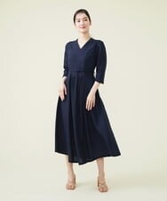 GBEGS11500 Sybilla(シビラ) リネンレーヨンベルト付きドレス ネイビー
