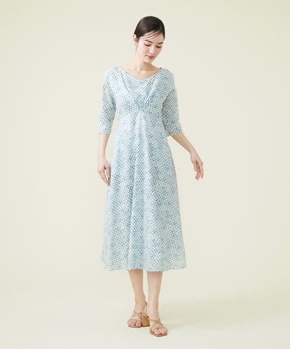 GBEGS53490 Sybilla クロスプリントコットンボイルワンピース