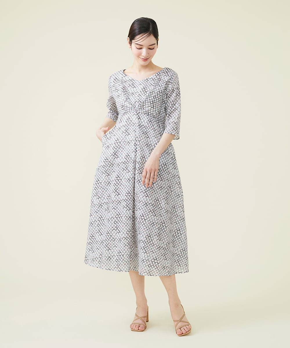 クロスプリントコットンボイルワンピース(ワンピース) | Sybilla