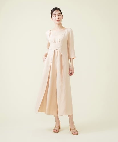 GBEGT25540  【SYBILLA DRESS】ラウンドネックリネンジャンプスーツ