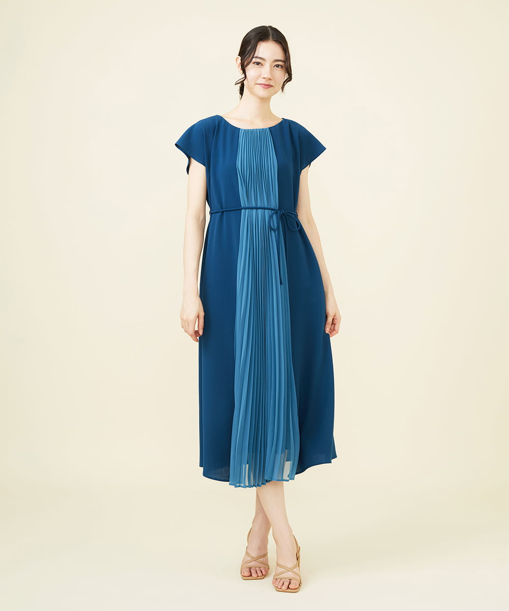 GBEGV18500 Sybilla(シビラ) バイカラーシフォンプリーツドレス ブルー