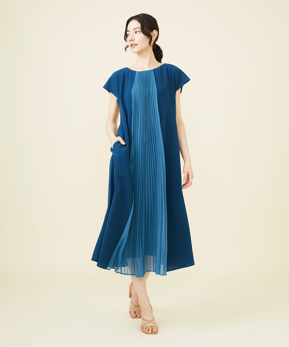GBEGV18500 Sybilla(シビラ) バイカラーシフォンプリーツドレス ブルー
