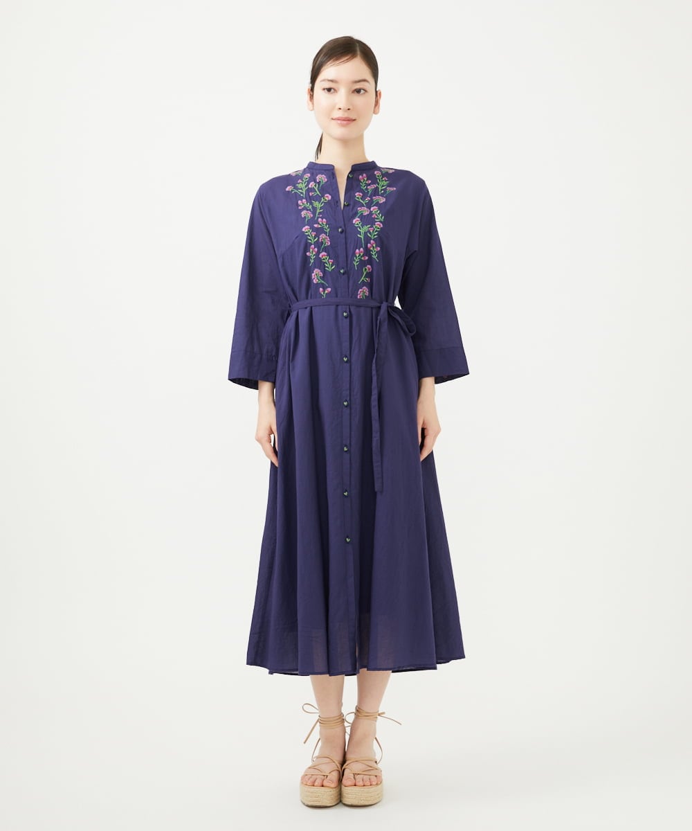 GBEHA39500 Sybilla(シビラ) 【INDIA】フラワー刺繍ドレス ネイビー