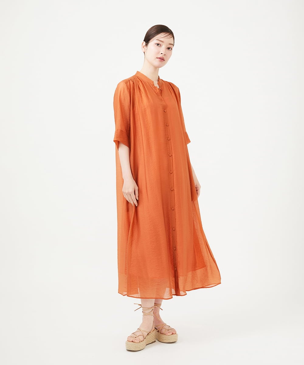 GBEHD30450 Sybilla(シビラ) バンドカラーシアーシャツドレス オレンジ