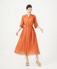 GBEHD30450 Sybilla(シビラ) バンドカラーシアーシャツドレス オレンジ