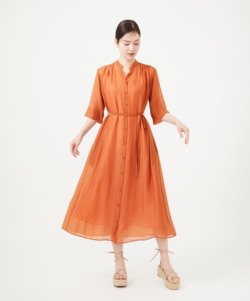 GBEHD30450 Sybilla(シビラ) バンドカラーシアーシャツドレス オレンジ