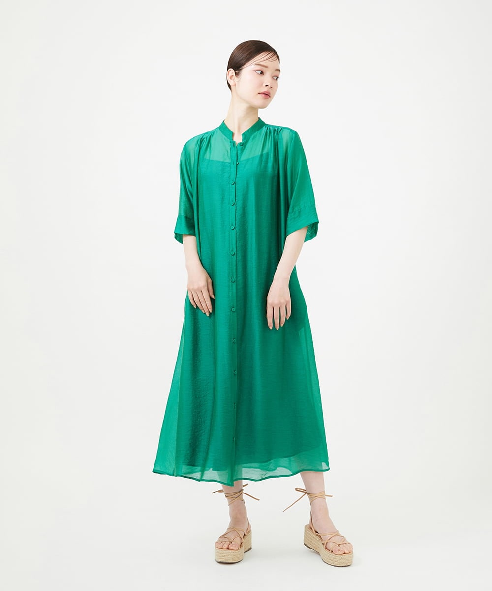 GBEHD30450 Sybilla(シビラ) バンドカラーシアーシャツドレス グリーン