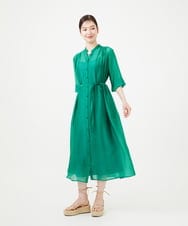GBEHD30450 Sybilla(シビラ) バンドカラーシアーシャツドレス グリーン