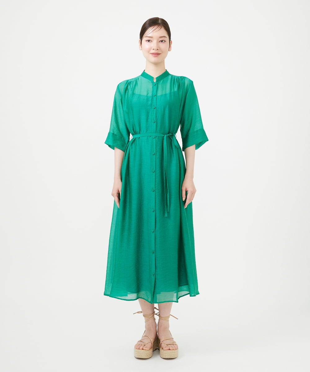 GBEHD30450 Sybilla(シビラ) バンドカラーシアーシャツドレス グリーン