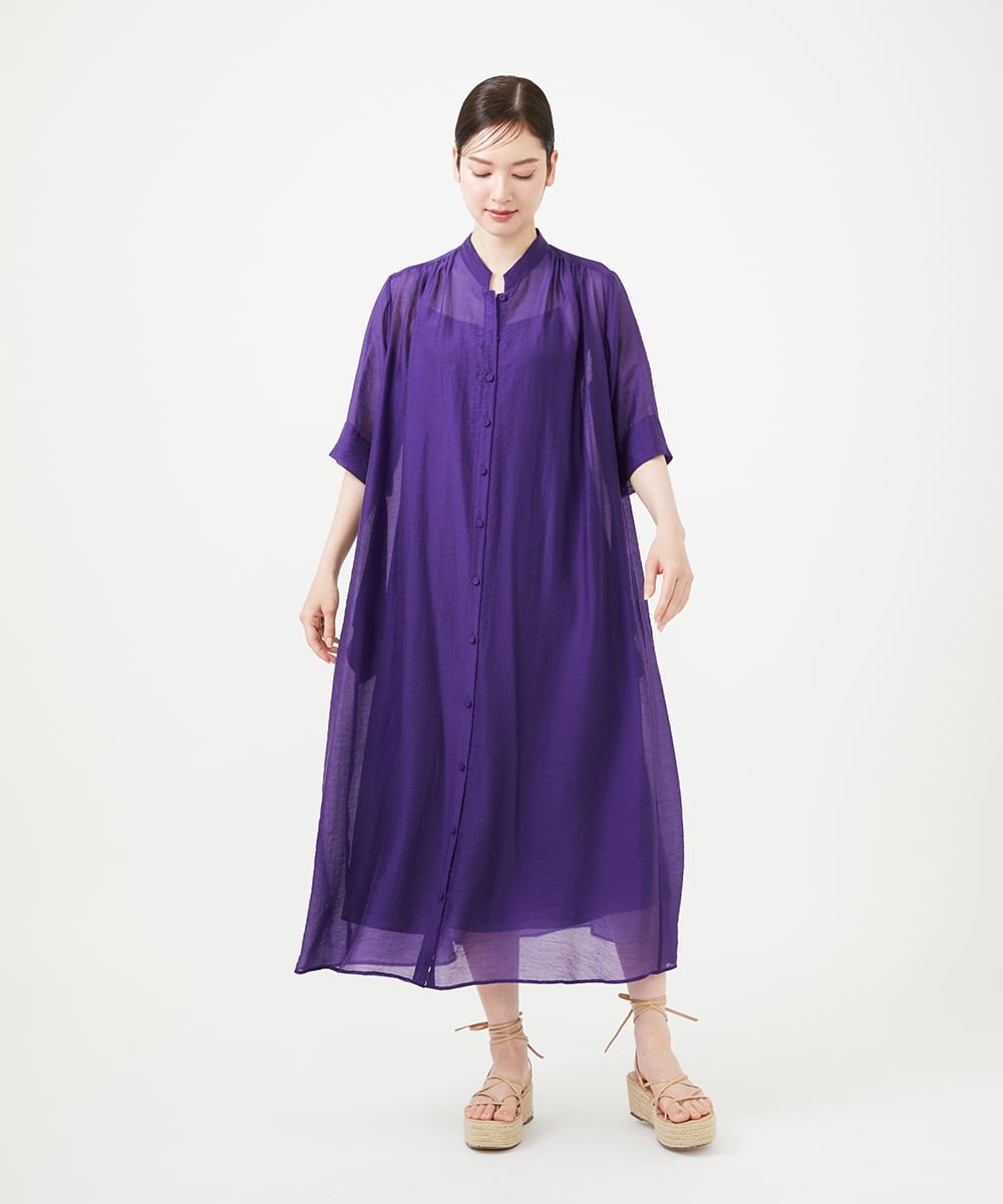 GBEHD30450 Sybilla(シビラ) バンドカラーシアーシャツドレス パープル