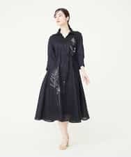 GBEHM25540 Sybilla(シビラ) エンブロイダリーボタニカルシャツドレス ブラック