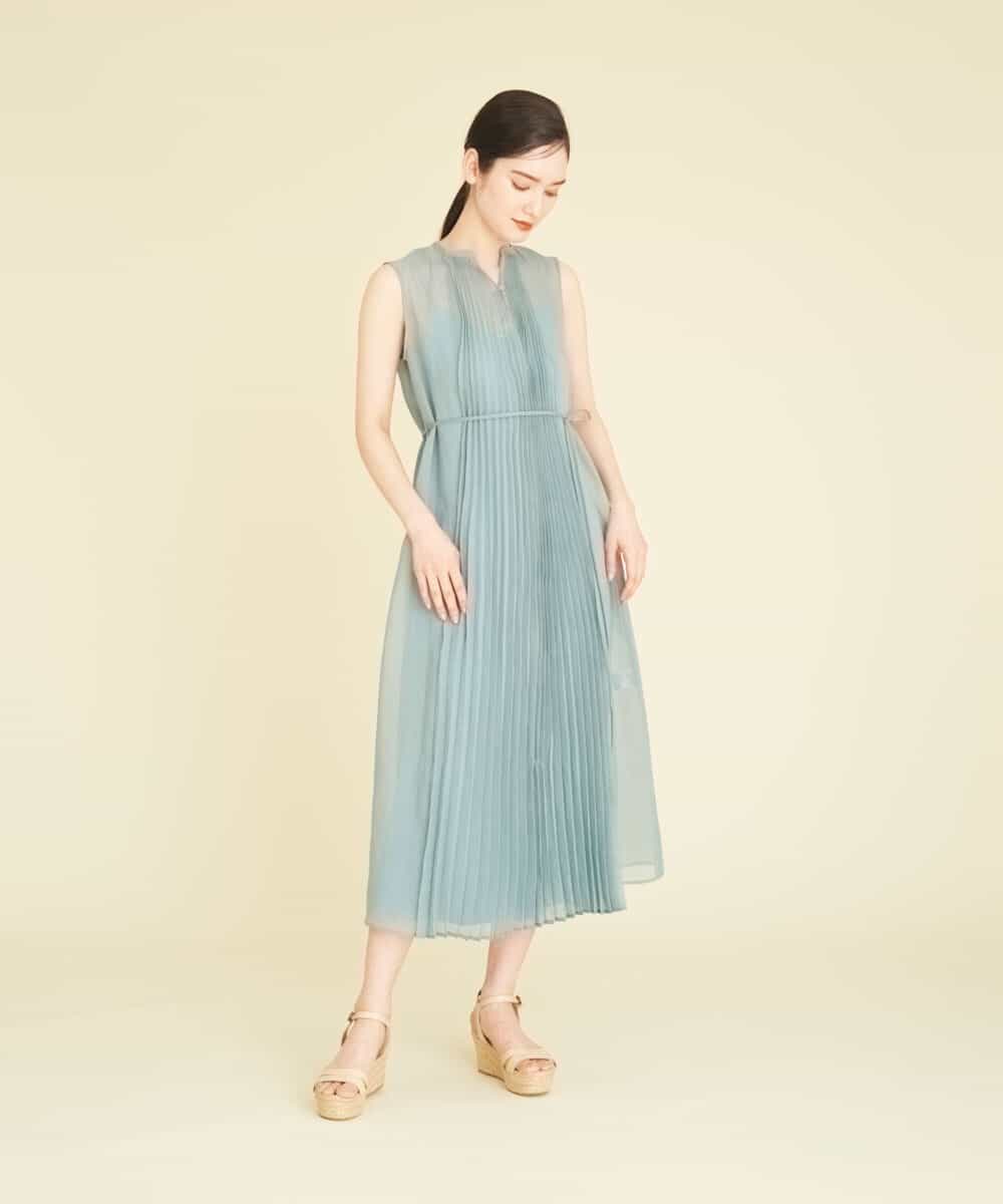 GBEHP23490 Sybilla(シビラ) シアープリーツドレス ライトブルー
