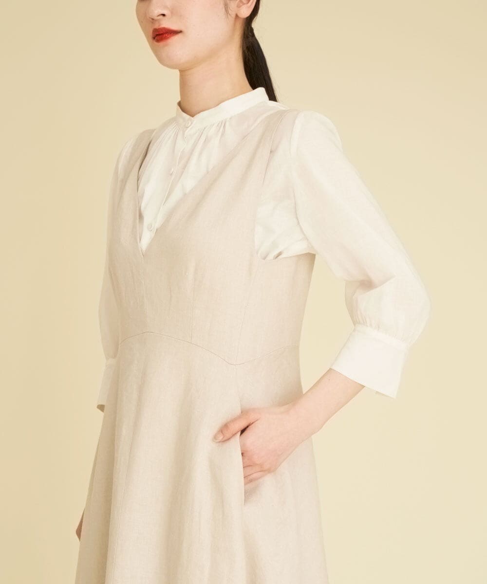 GBEHP25500 Sybilla(シビラ) ノースリーブリネンワンピース ベージュ