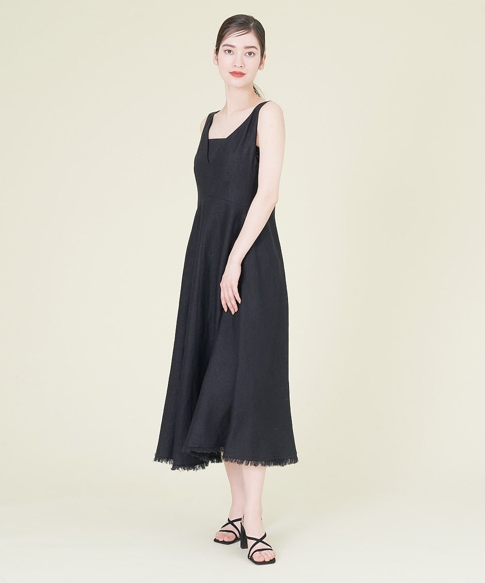 GBEHP25500 Sybilla(シビラ) ノースリーブリネンワンピース ブラック