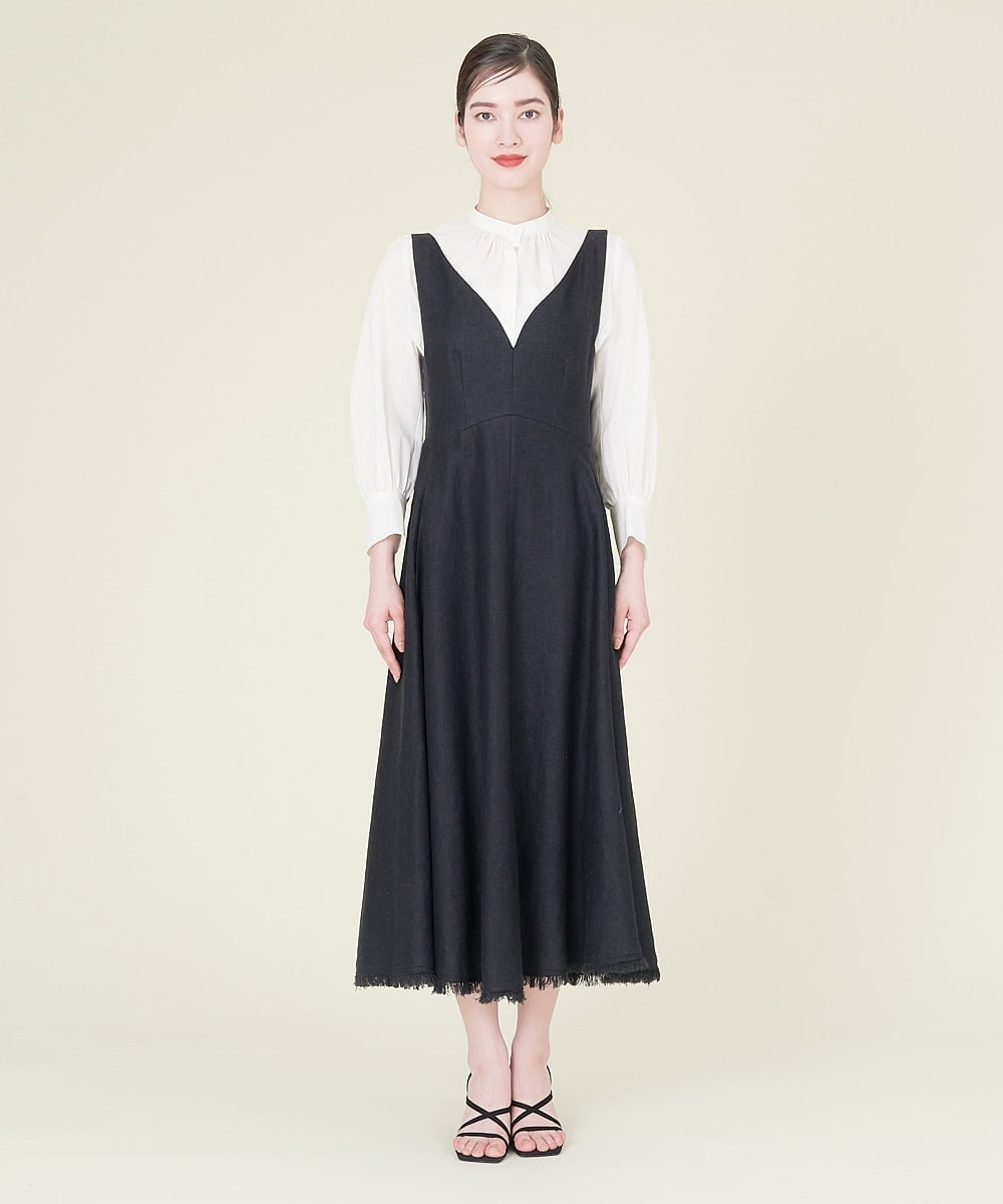 GBEHP25500 Sybilla(シビラ) ノースリーブリネンワンピース ブラック