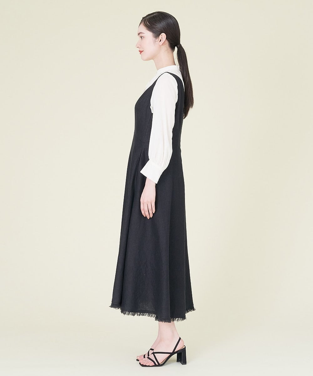 GBEHP25500 Sybilla(シビラ) ノースリーブリネンワンピース ブラック