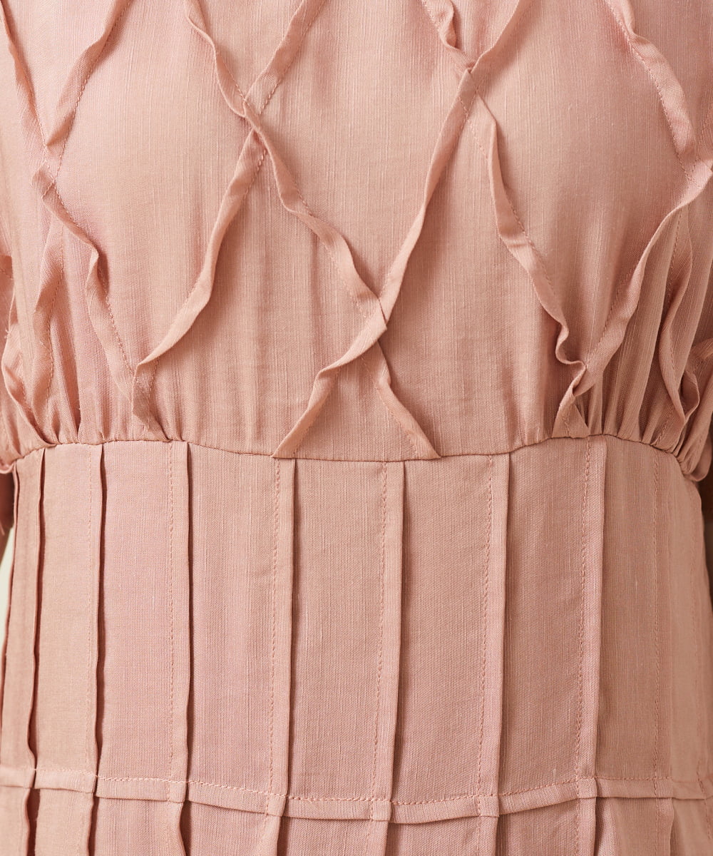 GBEHS02790 Sybilla(シビラ) シアーリネンピンタックデザインドレス ピンク