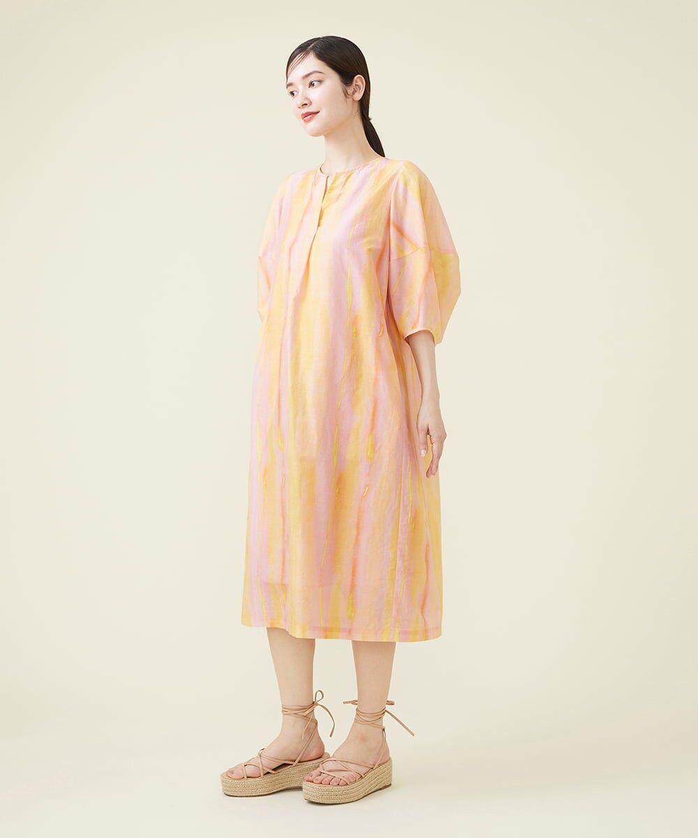 GBEHS86500 Sybilla(シビラ) コットンシルクプリントカフタンドレス オレンジ