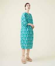 GBEHS86500 Sybilla(シビラ) コットンシルクプリントカフタンドレス ブルー