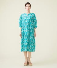 GBEHS86500 Sybilla(シビラ) コットンシルクプリントカフタンドレス ブルー