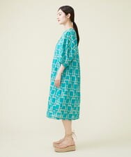 GBEHS86500 Sybilla(シビラ) コットンシルクプリントカフタンドレス ブルー