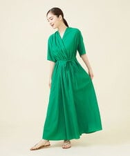 GBEHV48590 Sybilla(シビラ) 【ドラマ着用】タックラップドレス グリーン