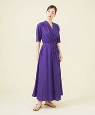 GBEHV48590 Sybilla(シビラ) 【ドラマ着用】タックラップドレス ダークパープル