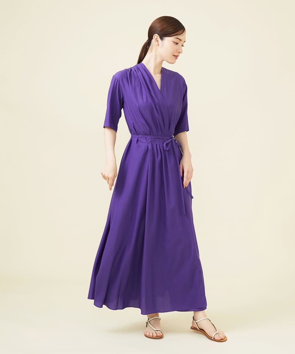 GBEHV48590 Sybilla(シビラ) 【ドラマ着用】タックラップドレス ダークパープル