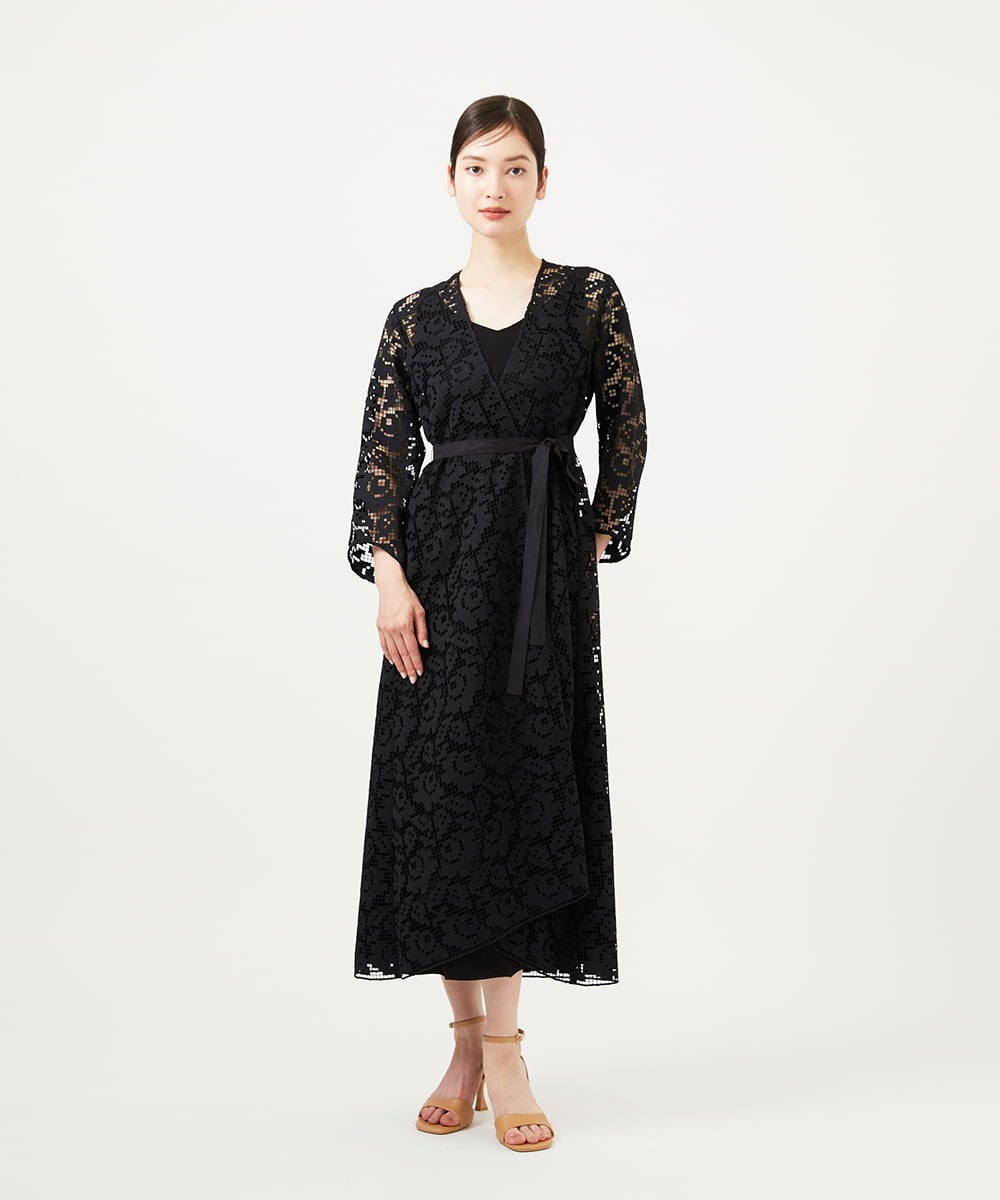 GBEJA04800 Sybilla(シビラ) Vネックロングドレス ブラック