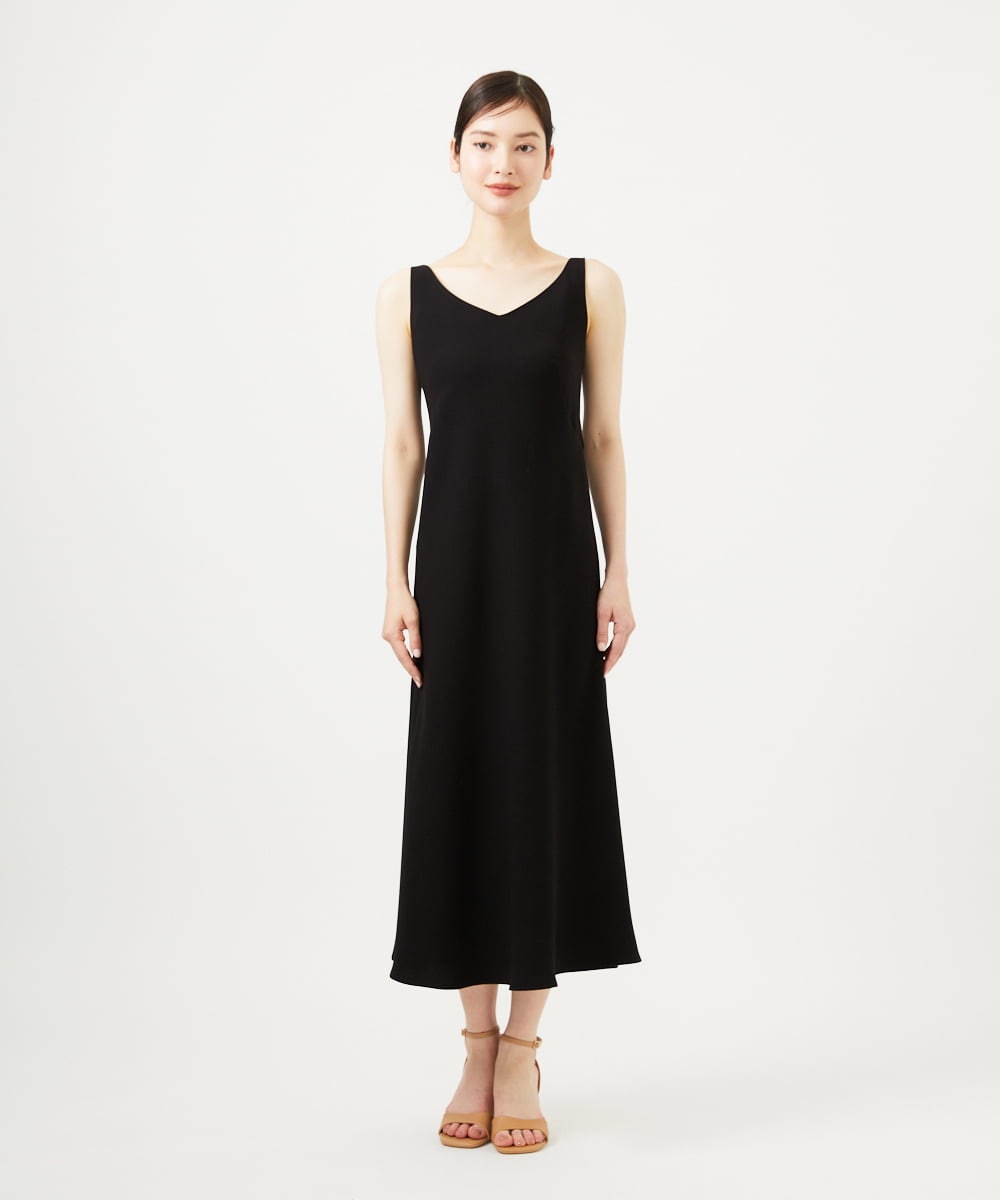 GBEJA04800 Sybilla(シビラ) Vネックロングドレス ブラック