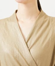 GBEJA07900 Sybilla(シビラ) 【メディア着用】メタリックリネンカシュクールドレス ゴールド