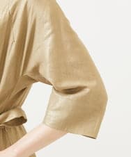 GBEJA07900 Sybilla(シビラ) 【メディア着用】メタリックリネンカシュクールドレス ゴールド