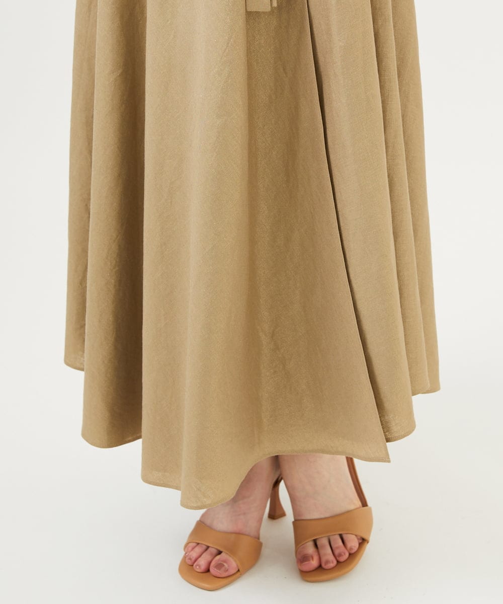 GBEJA07900 Sybilla(シビラ) 【メディア着用】メタリックリネンカシュクールドレス ゴールド