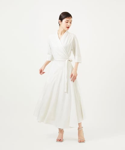 GBEJA07900 Sybilla 【メディア着用】メタリックリネンカシュクールドレス