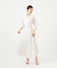 GBEJA07900 Sybilla(シビラ) 【メディア着用】メタリックリネンカシュクールドレス アイボリー