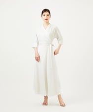 GBEJA07900 Sybilla(シビラ) 【メディア着用】メタリックリネンカシュクールドレス アイボリー