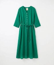 GBEJA42540 Sybilla(シビラ) リネンローンボタンデザインドレス グリーン