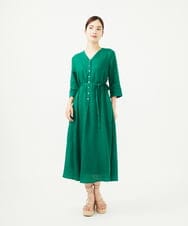GBEJA42540 Sybilla(シビラ) リネンローンボタンデザインドレス グリーン