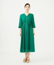 GBEJA42540 Sybilla(シビラ) リネンローンボタンデザインドレス グリーン
