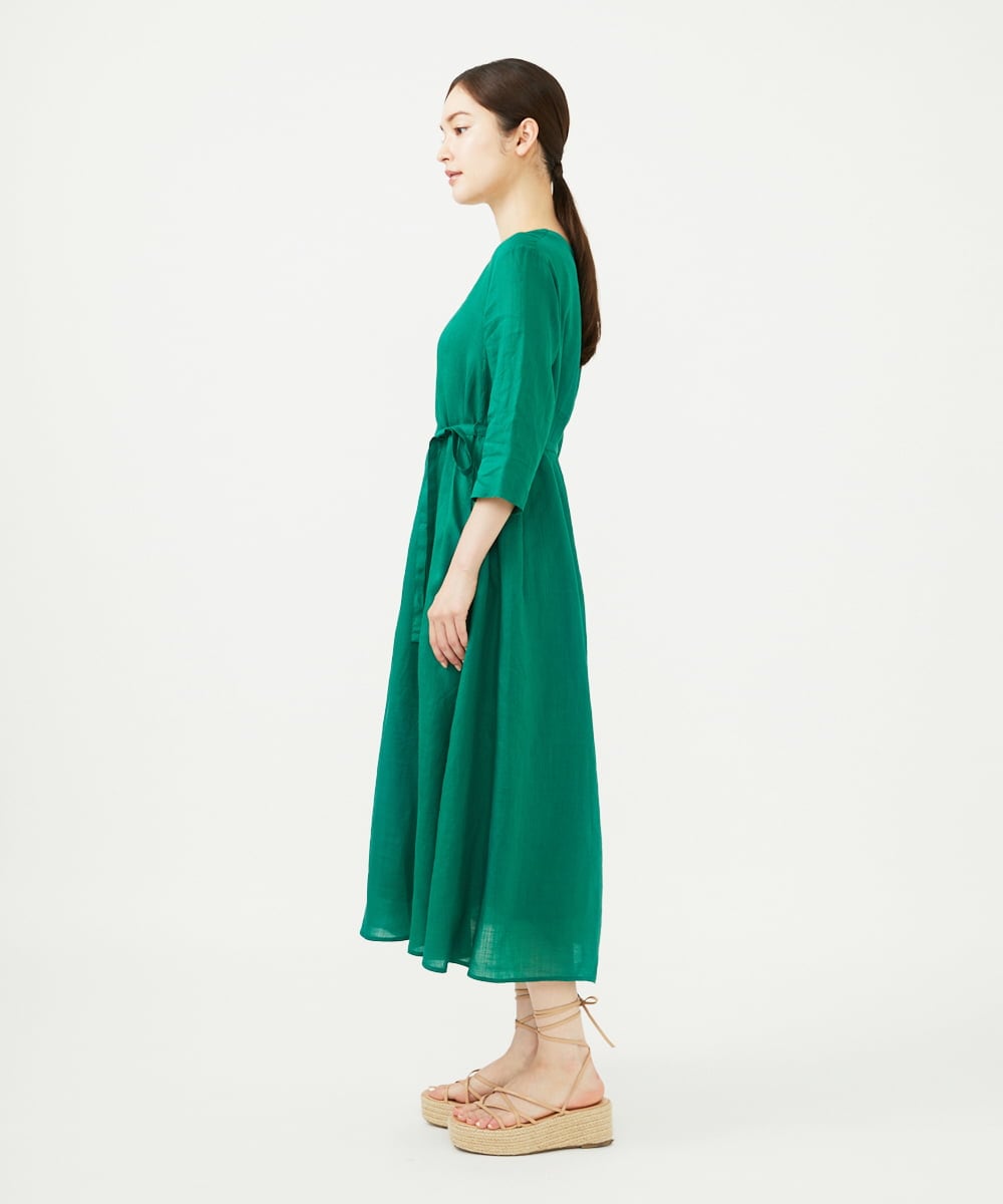 GBEJA42540 Sybilla(シビラ) リネンローンボタンデザインドレス グリーン