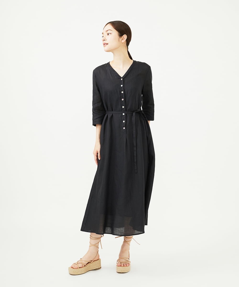 GBEJA42540 Sybilla(シビラ) リネンローンボタンデザインドレス ブラック