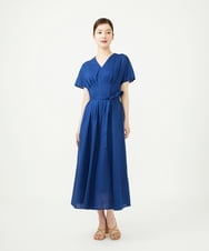 GBEJD31630 Sybilla(シビラ) 平織りリネンタックデザインドレス ブルー