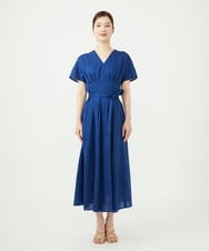 GBEJD31630 Sybilla(シビラ) 平織りリネンタックデザインドレス ブルー