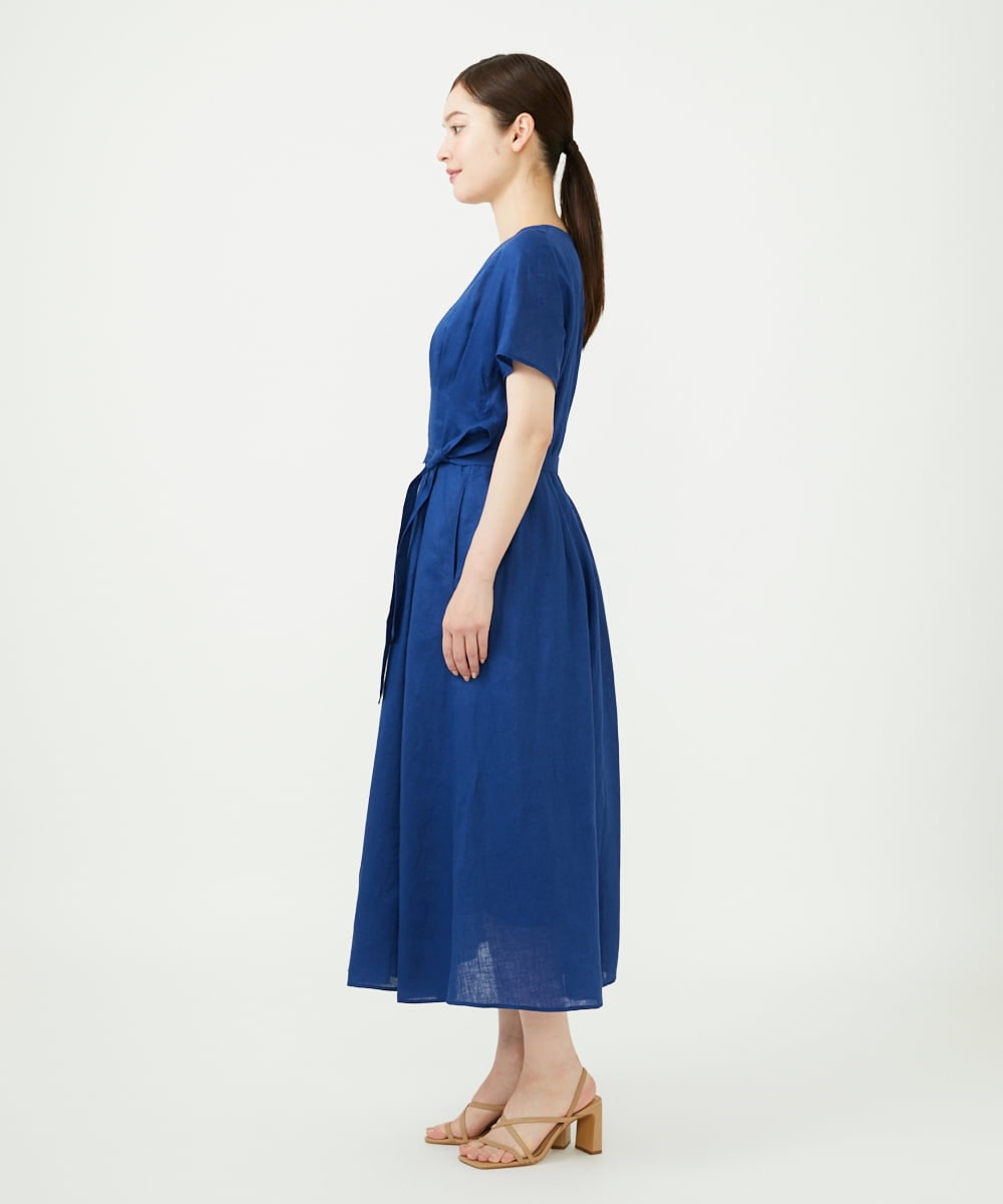 GBEJD31630 Sybilla(シビラ) 平織りリネンタックデザインドレス ブルー