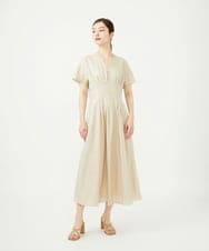 GBEJD31630 Sybilla(シビラ) 平織りリネンタックデザインドレス ベージュ